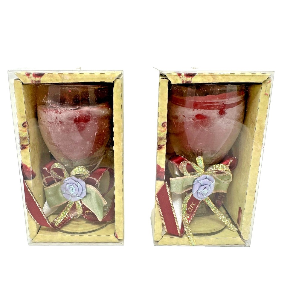 Kate Aspen Set of 2‎ Wine Glass Candle Set Burgundy Grape Theme Gift Boxed